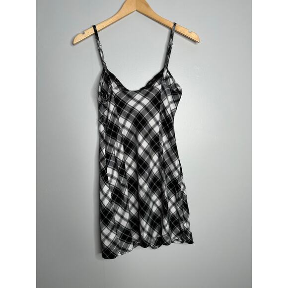 Forever 21 Women's Black and White Plaid Cami Lace Mini Dress Size Small - Picture 7 of 7